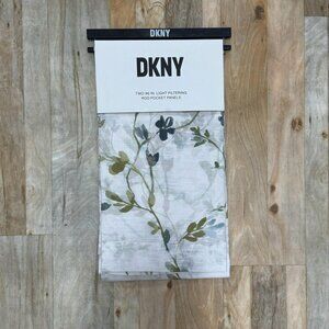 DKNY 50x 96 Sundew Floral Curtains White Green Blue Leaves Flower Flowers Leafs